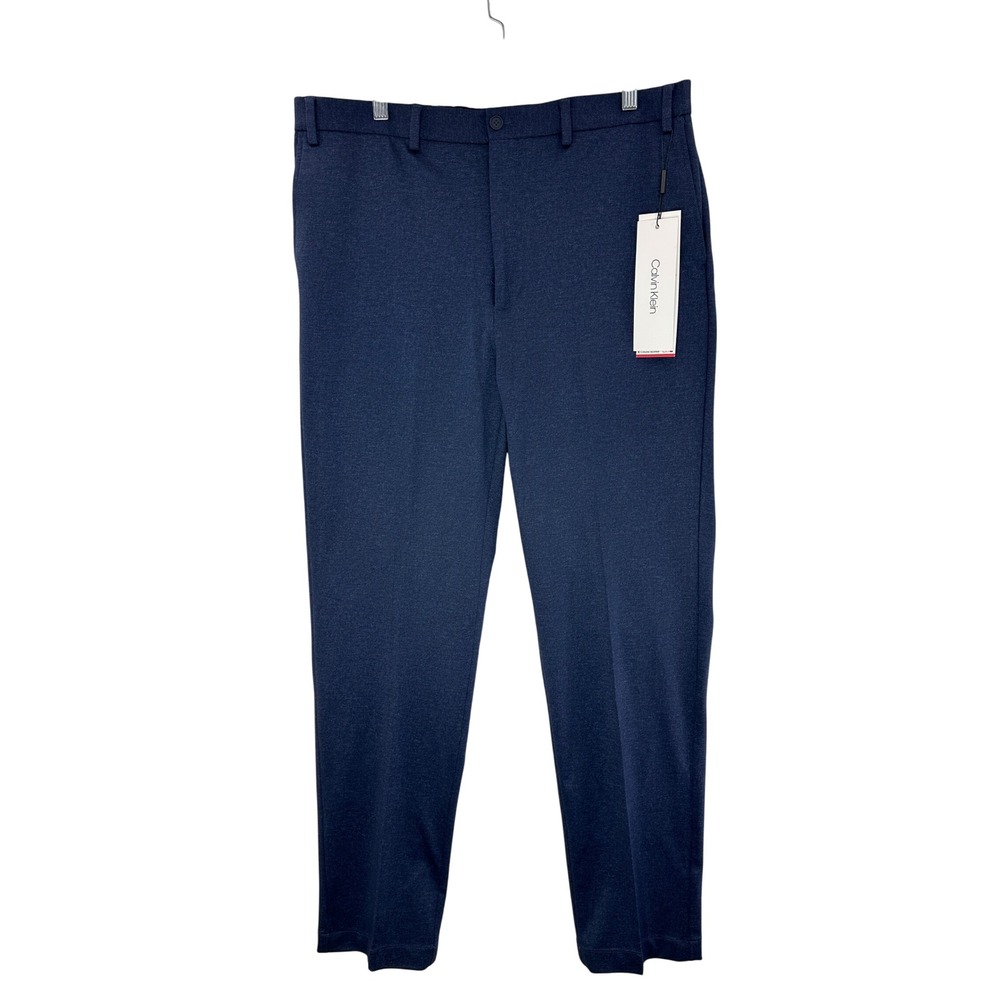 Calvin Klein Men Navy Soft Knit Slim Fit Dress Pants 36W X 34L NWOT